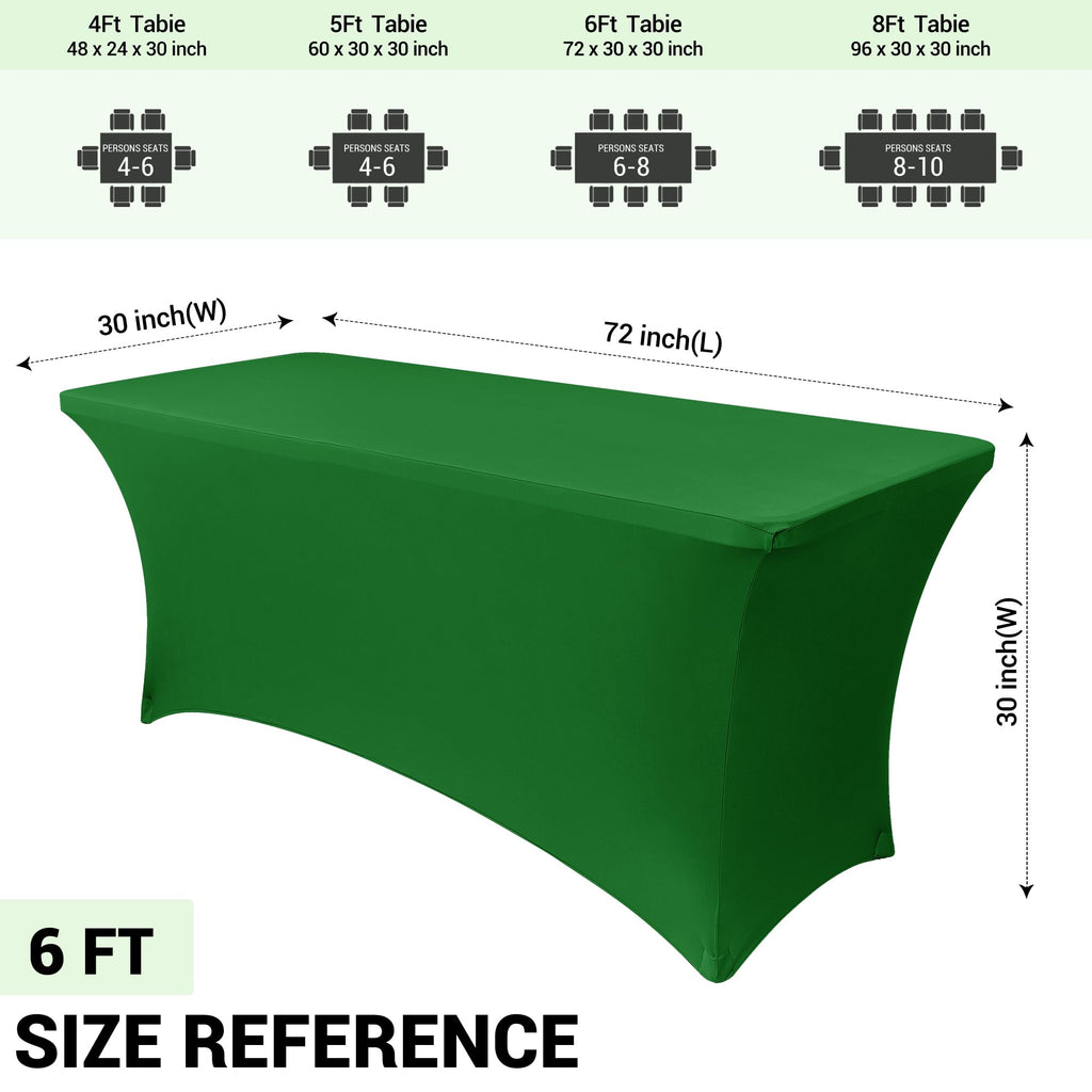 6ft Stretch Spandex Table Cover, 2 Pack, Emerald Green
