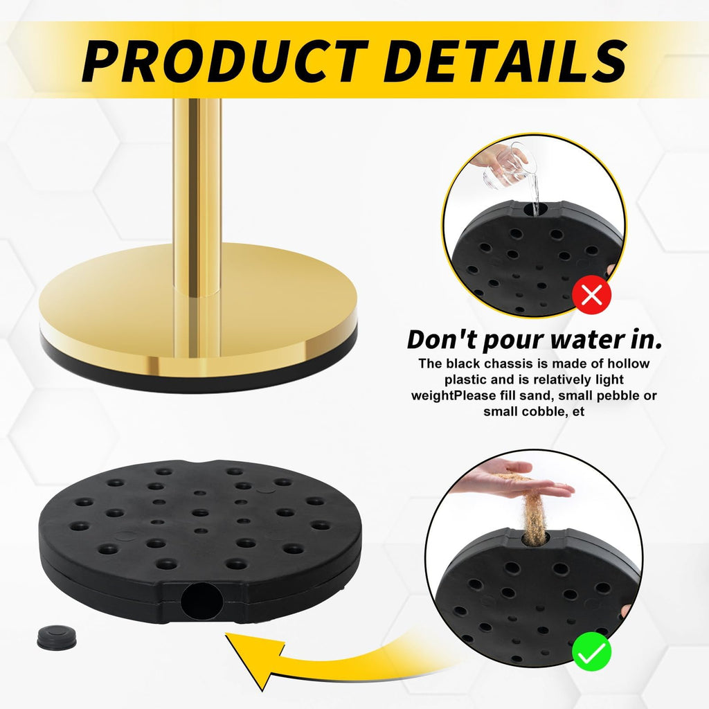 6PCS Stanchion Post, Crowd Control Barriers, 5 ft Red Velvet Rope Red Carpet Ropes and Poles, Stainless Steel Gold
