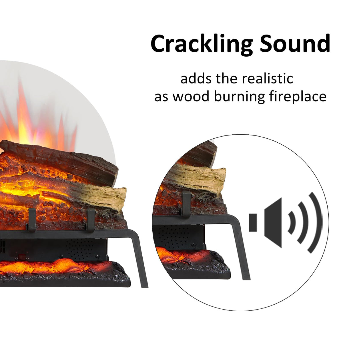 LegendFlame 25" W Free Standing Electric Fireplace Log Set, Fireplace Insert, Heater 750W/1500W, Crackling