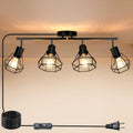 Plug in 4-Light Track Lighting Fixtures Ceiling Adjustable, Black