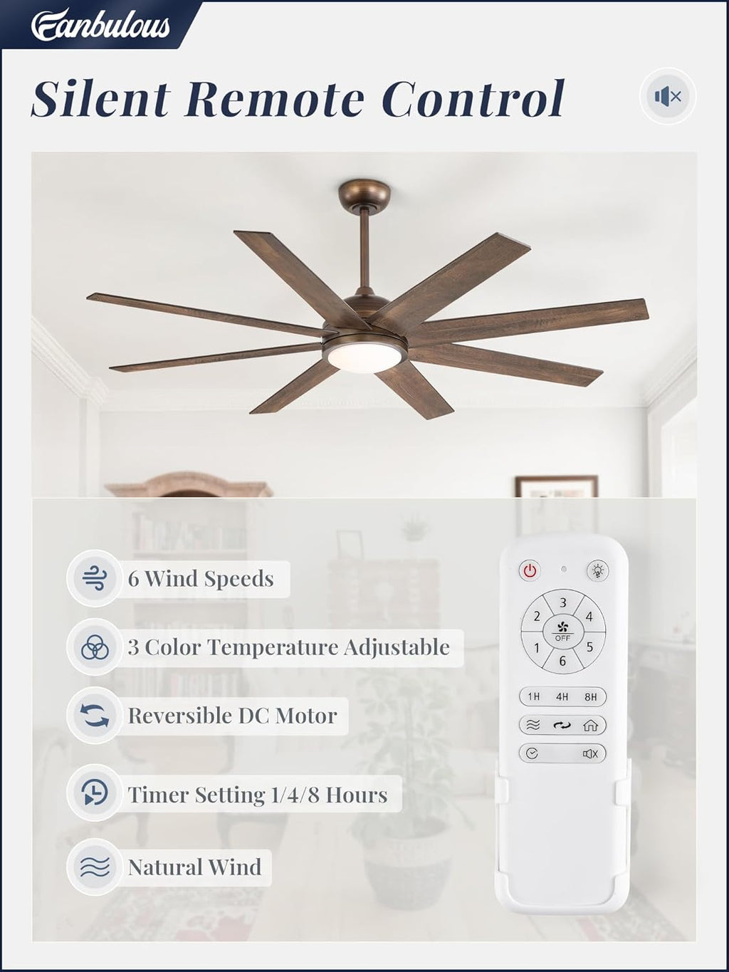 60" Ceiling Fan with LED Light and Remote - Antique Bronze