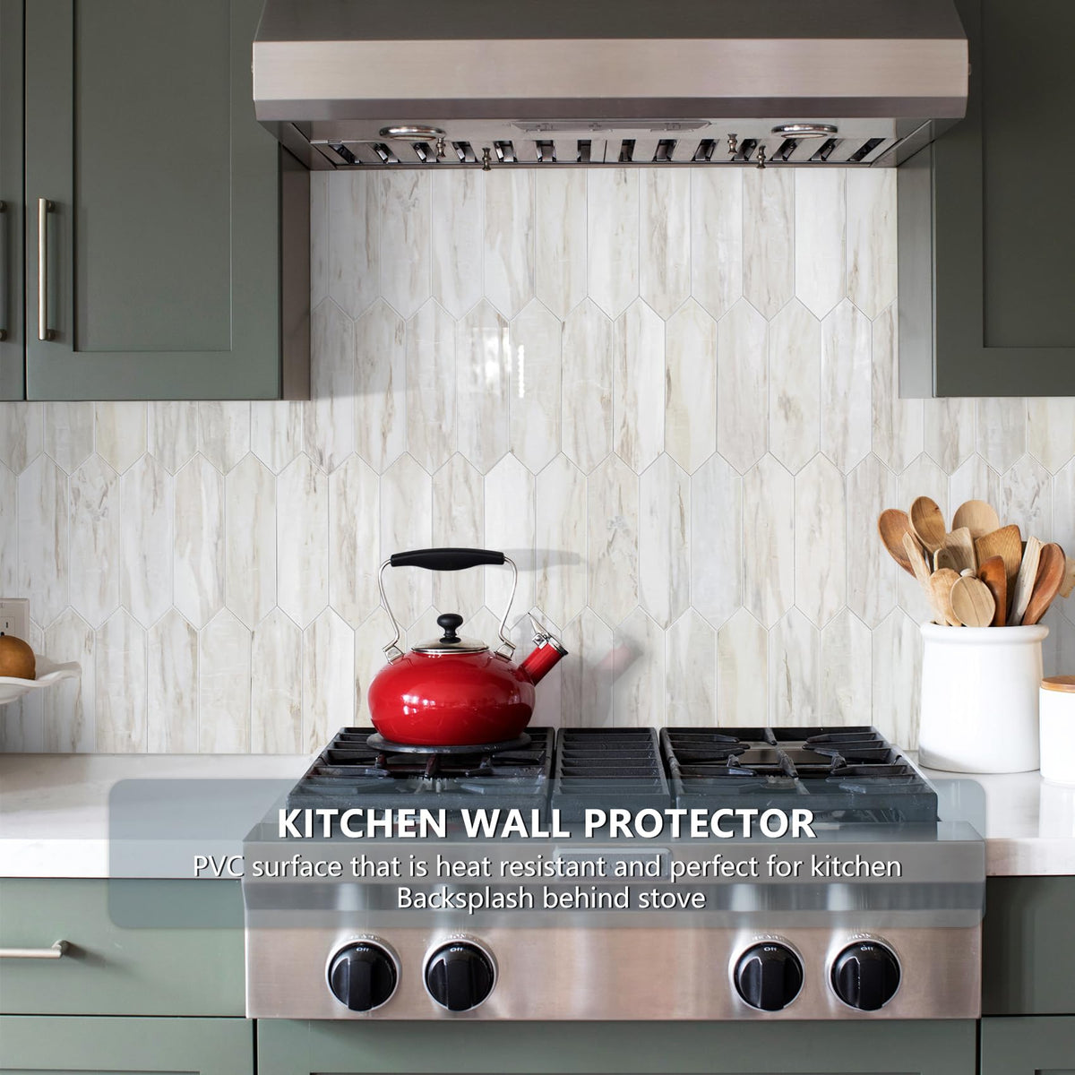 Glossy Wood Marble Grain Backsplash Tile Peel and Stick, 12.8 x 12.8 Inch 10 Sheets Long Hexagon PVC Self Adhesive