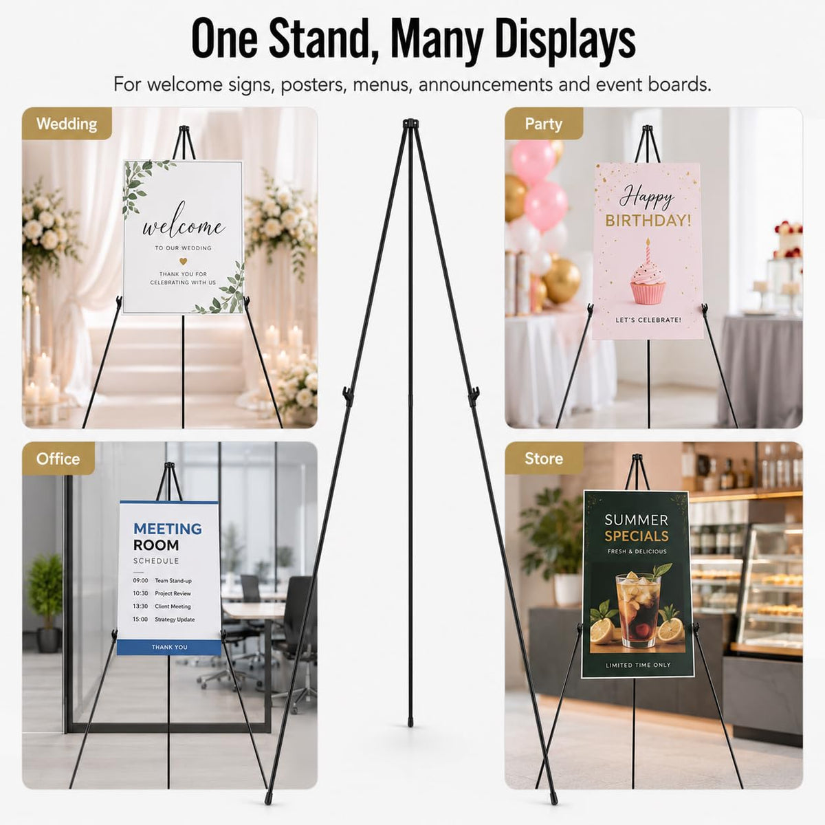 63 Inch Easel Stand for Sign, Poster Stand and Wedding Sign