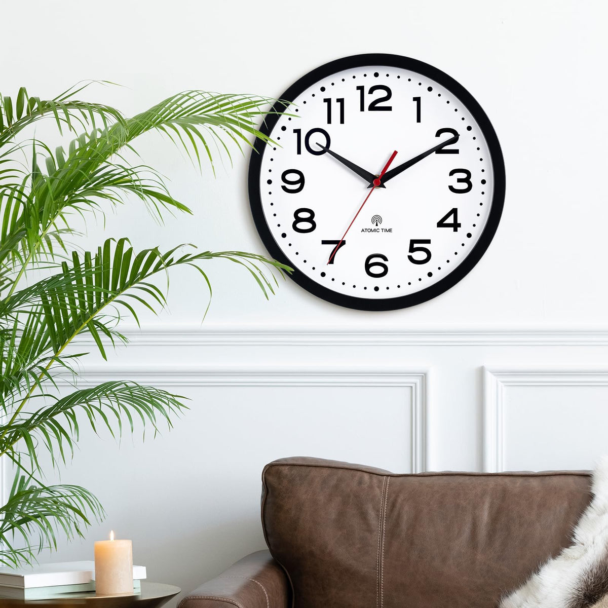 Inspired Nelson Style 14 Inch Atomic Wall Clock, Battery Operated Silent Non Ticking