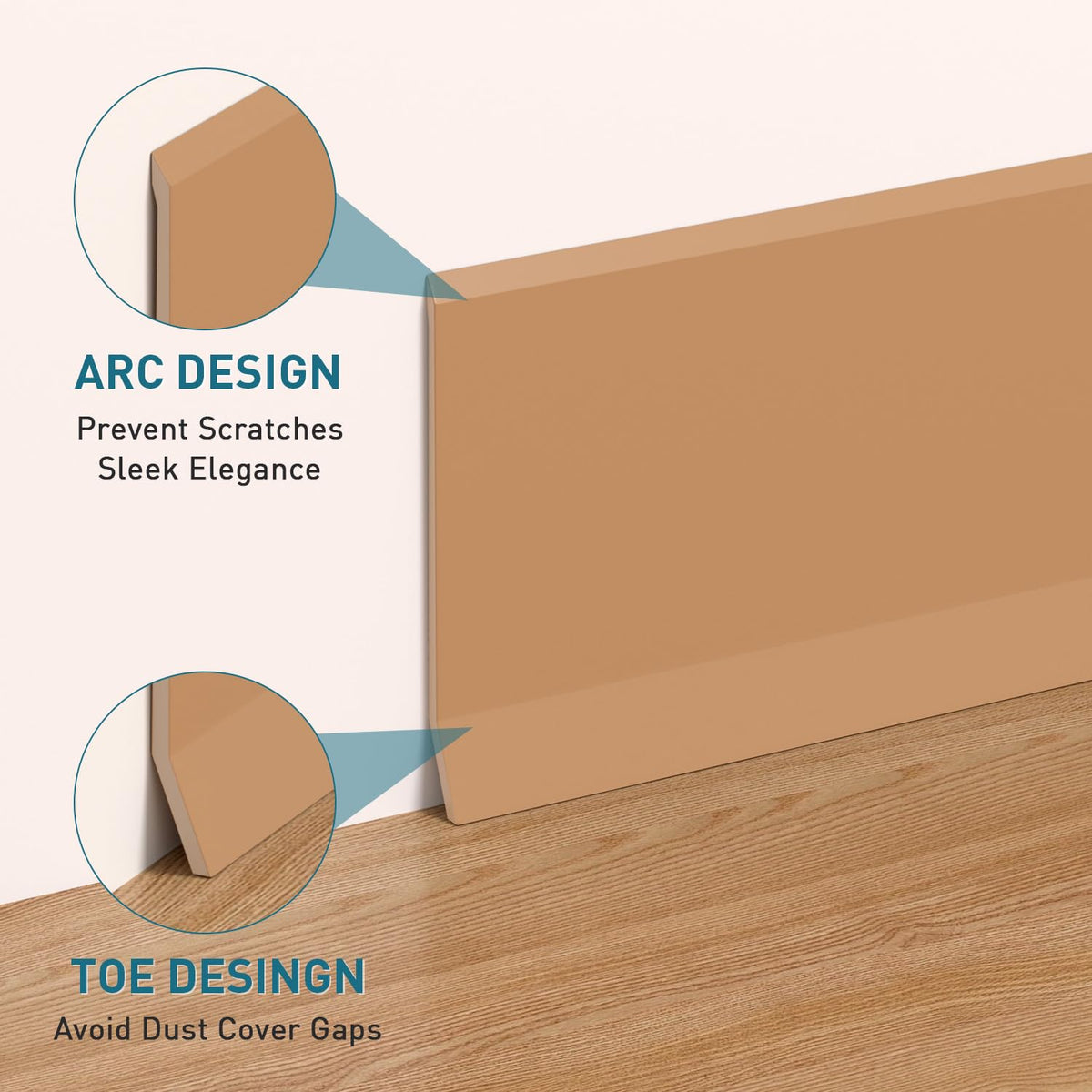 Flexible Baseboard Molding Trim, 4 Inch x 60 Feet Peel and Stick Cove Base