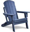 Folding Adirondack Chair - Weather Resistant HDPE Outdoor Lawn Chair - Patio Furniture - Blue/Dark Grey - 350lbs