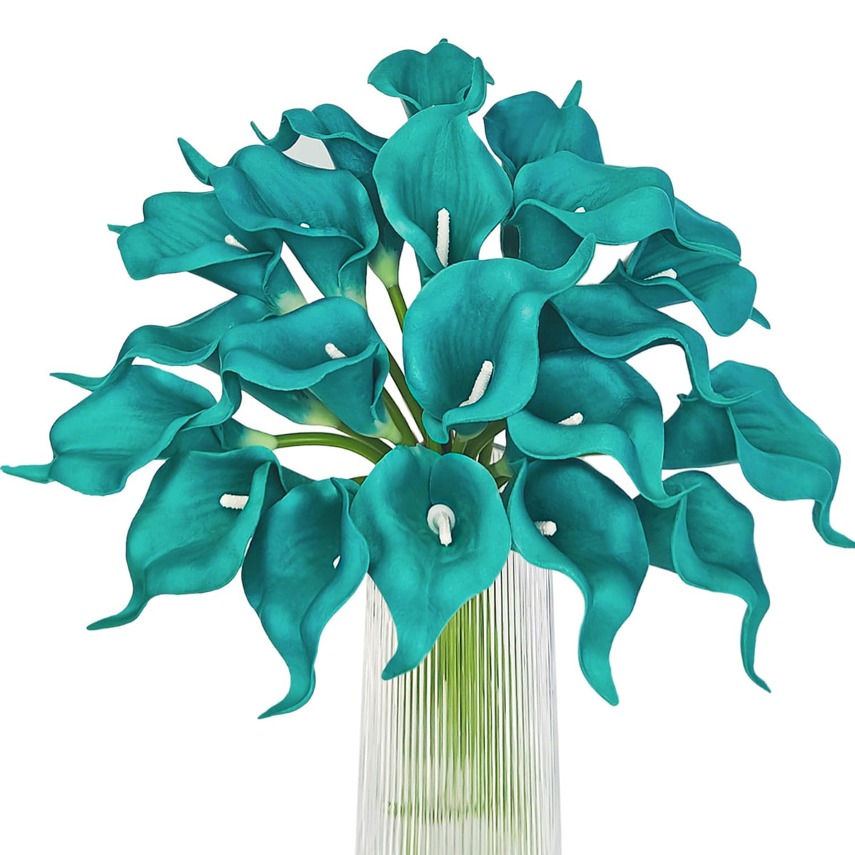 Teal Calla Lily Artificial Flowers 20 Pieces Bouquet