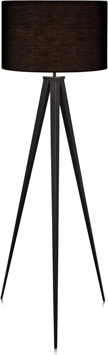 Versanora Romanza Modern LED Tripod Floor Lamp Tall Standing Light with Drum Shade Metal Legs Study Reading Bedroom