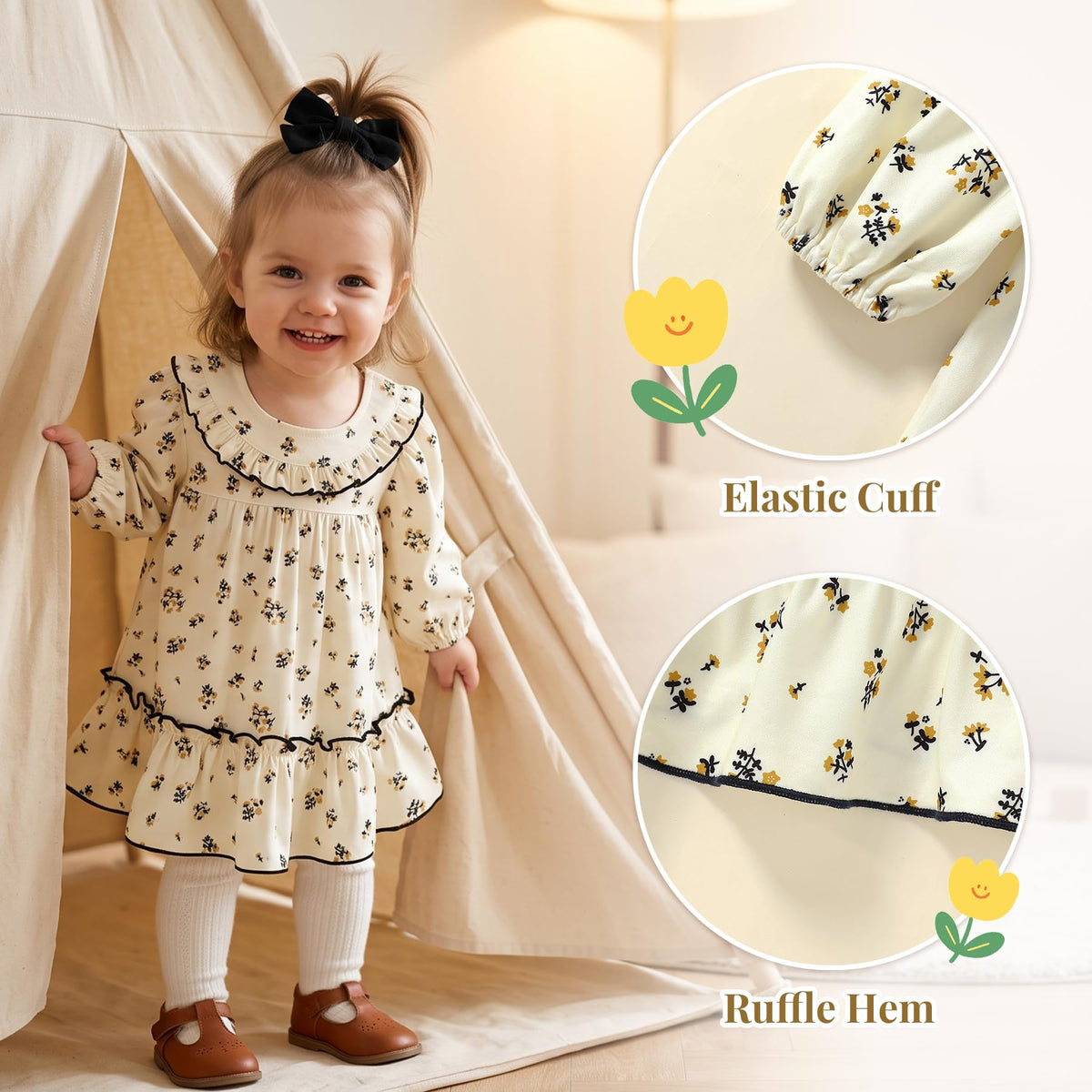 Baby Girl Dress Smocked Long Sleeve Toddler Fall Dresses