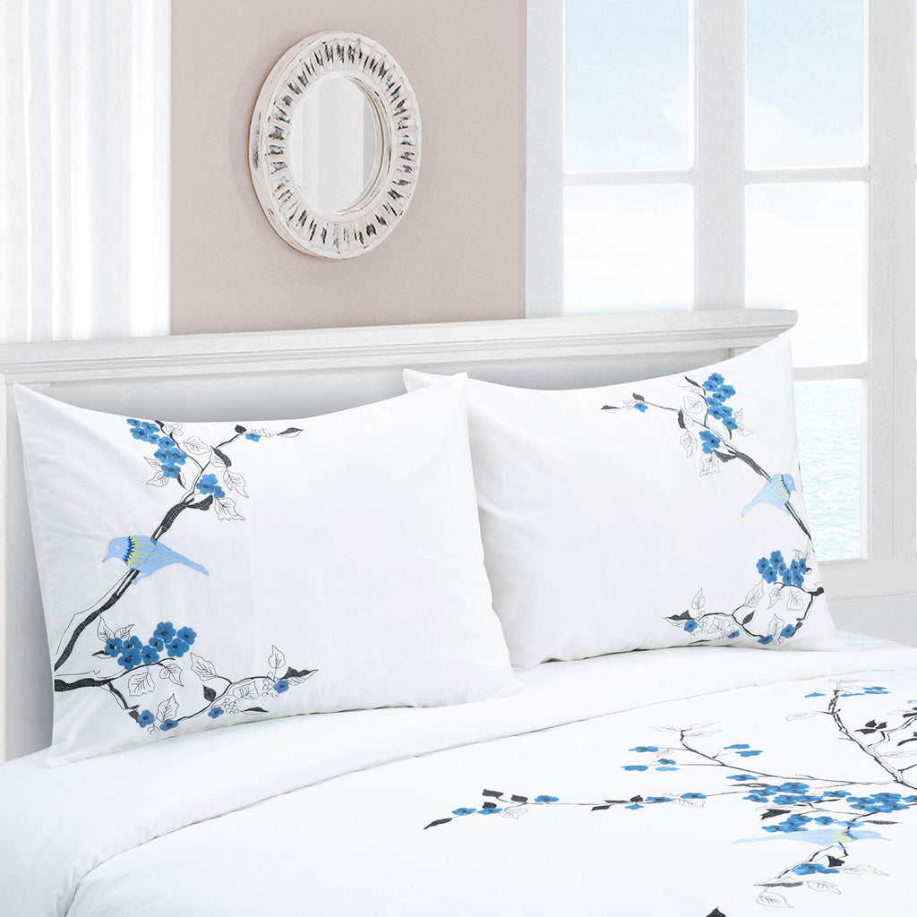 Cherry Garden Cotton 200 Thread Count Duvet Cover Set, Comforter Cover, Bed Essentials, Embroidered Cherry Tree with