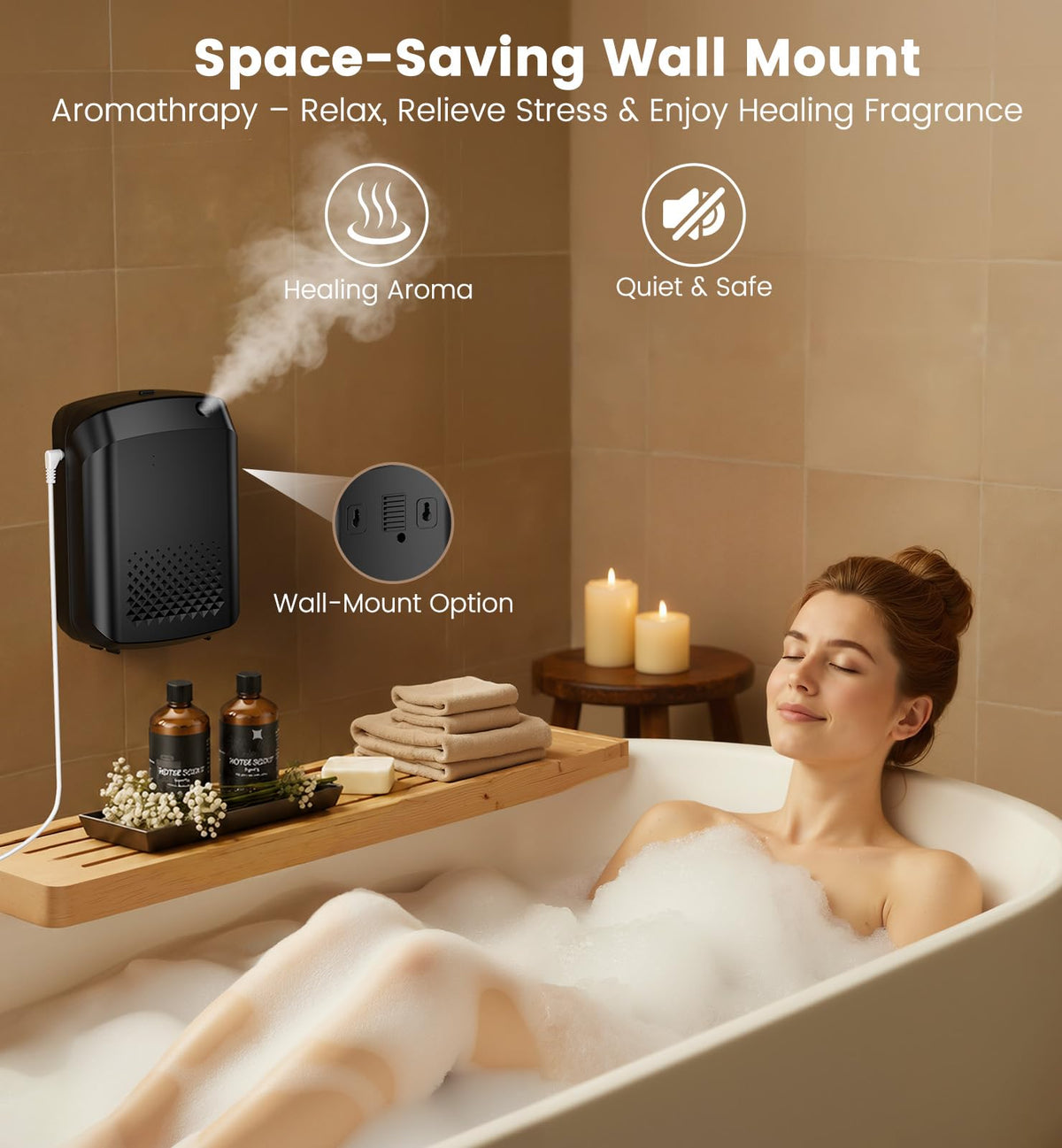 Waterless Essential Oil Diffuser with 2 x Oils, 3000 Sq.Ft Coverage for Large Home Hotel Office, 400ml Cold Air