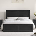Wood Bed Frame with Headboard and Footboard, Black, King
