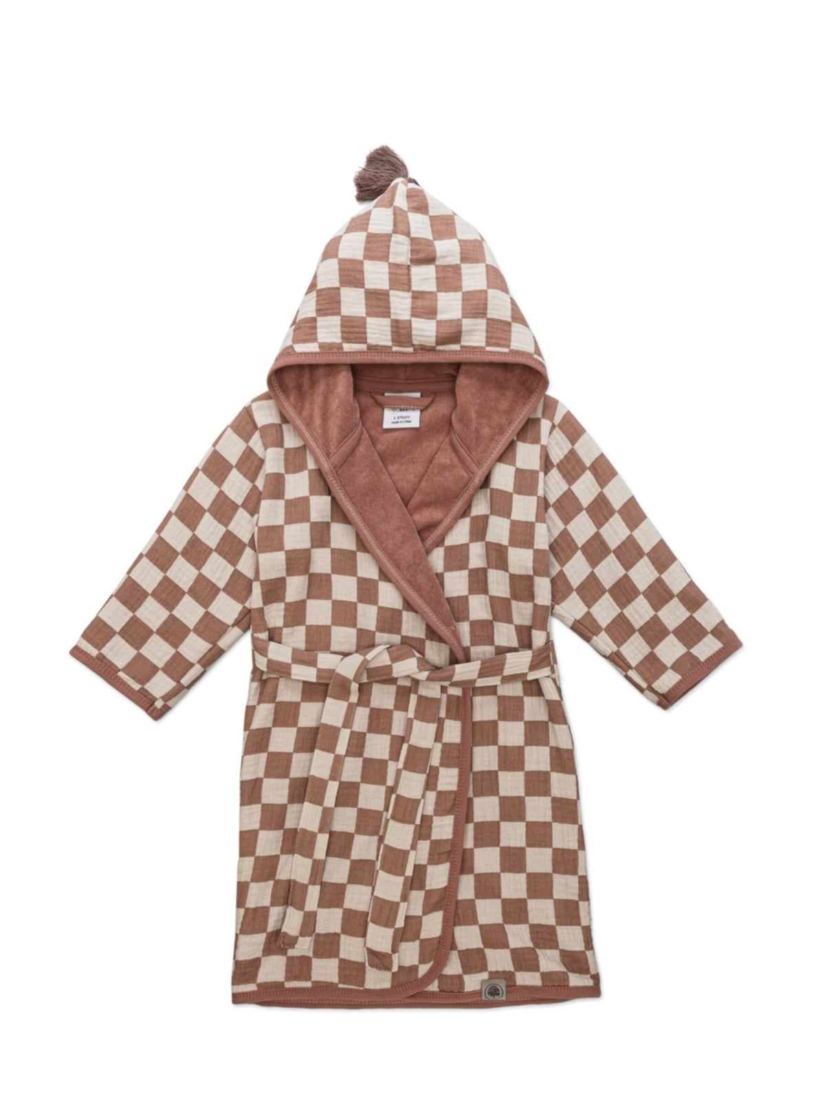 Toddler Bath Robe, Kids Hooded Bathrobe & Swim Cover Up, Rosewood 3-5 year