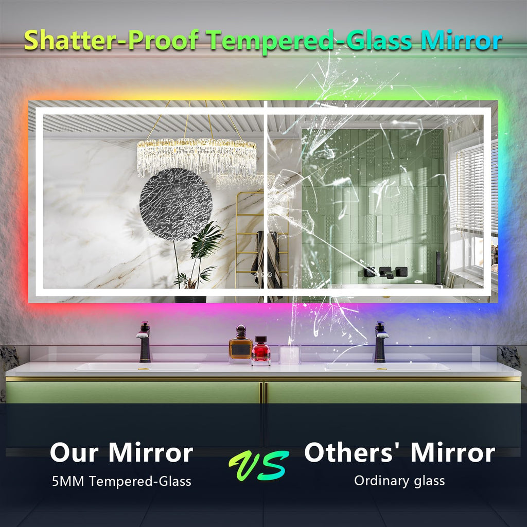 88x38 LED Bathroom Mirror with Lights, RGB Backlit Lighted Mirror