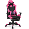 Massage Gaming Chair Pink, Ergonomic Video Game Chair with Footrest, High Back E-Sport Computer Chair with Headrest &