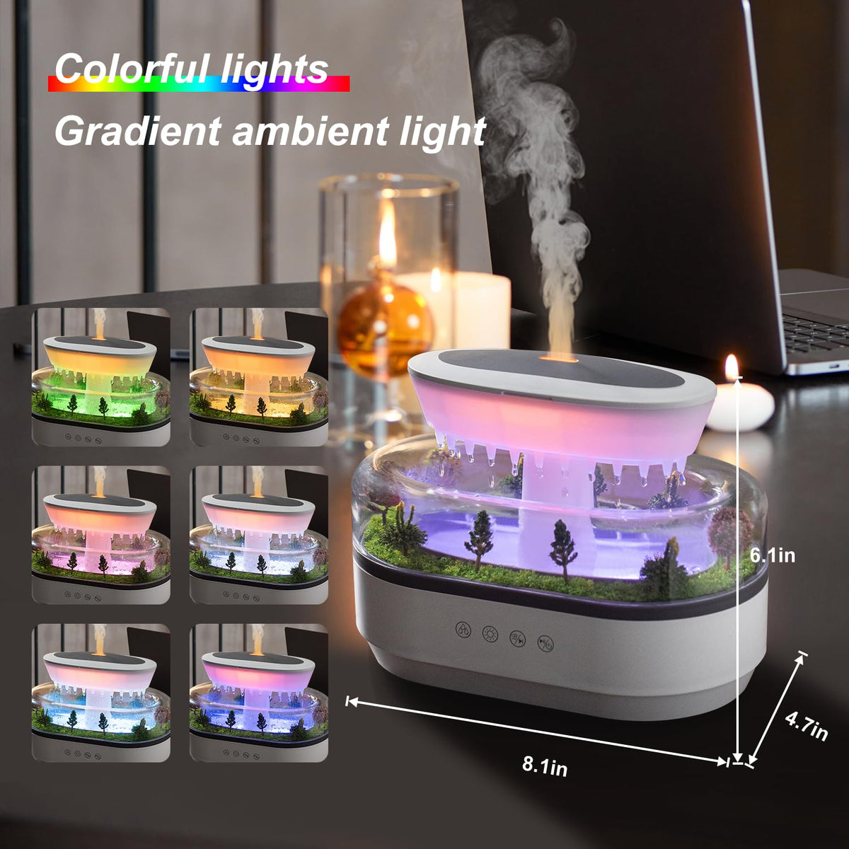 Rain Diffuser Essential Oil Diffuser, Cloud Humidifier Rain Water Drip Humidifier with Drip Music Micro