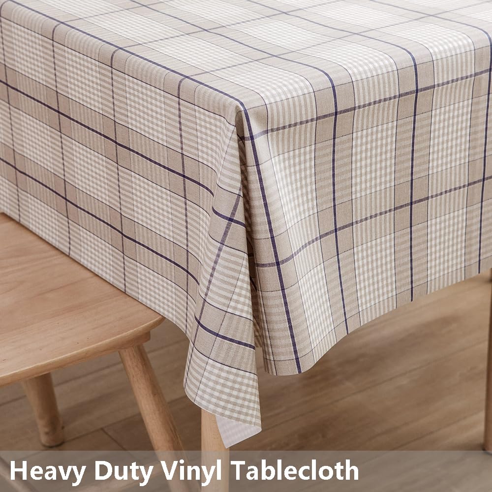 Heavy Duty Vinyl Table Cloth Dining Tables Wipe Clean PVC Tablecloth for Rectangle Table (54'' x 72'', Lattice-3)