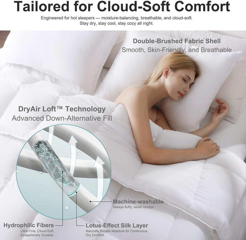 Queen Comforter Set, Reversible,Goose Down Alternative,All Season
