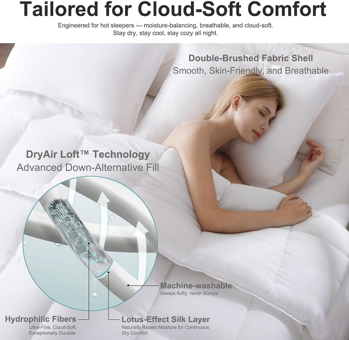 Queen Comforter Set, Reversible,Goose Down Alternative,All Season