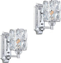 One-Light Chrome Crystal Wall Sconces, Wet Rated, UL Listed, Set of Two