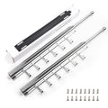 Valet Rod for Closets Pull Out 16.5" Silver with 6 Hooks (2Pack)