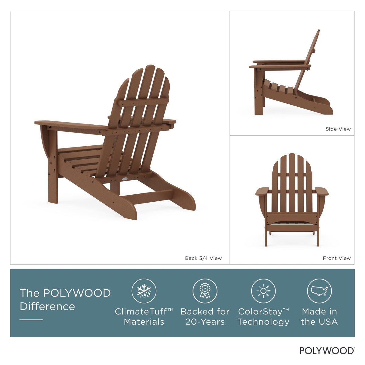 Classic Outdoor Adirondack Chair, Teak