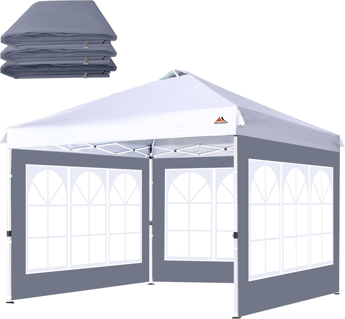Church Window Sidewall for 12x12 Canopy Frame, 3 Pack Sunwalls Only,(Dark Gray)