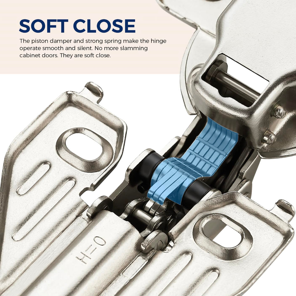 Full Overlay Cabinet Door Hinges, 105 Degree, 4 Packs 2 Pair