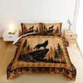 Wolf Comforter, Howling Wolf Forest Bedding with 2 Pillowcases.
