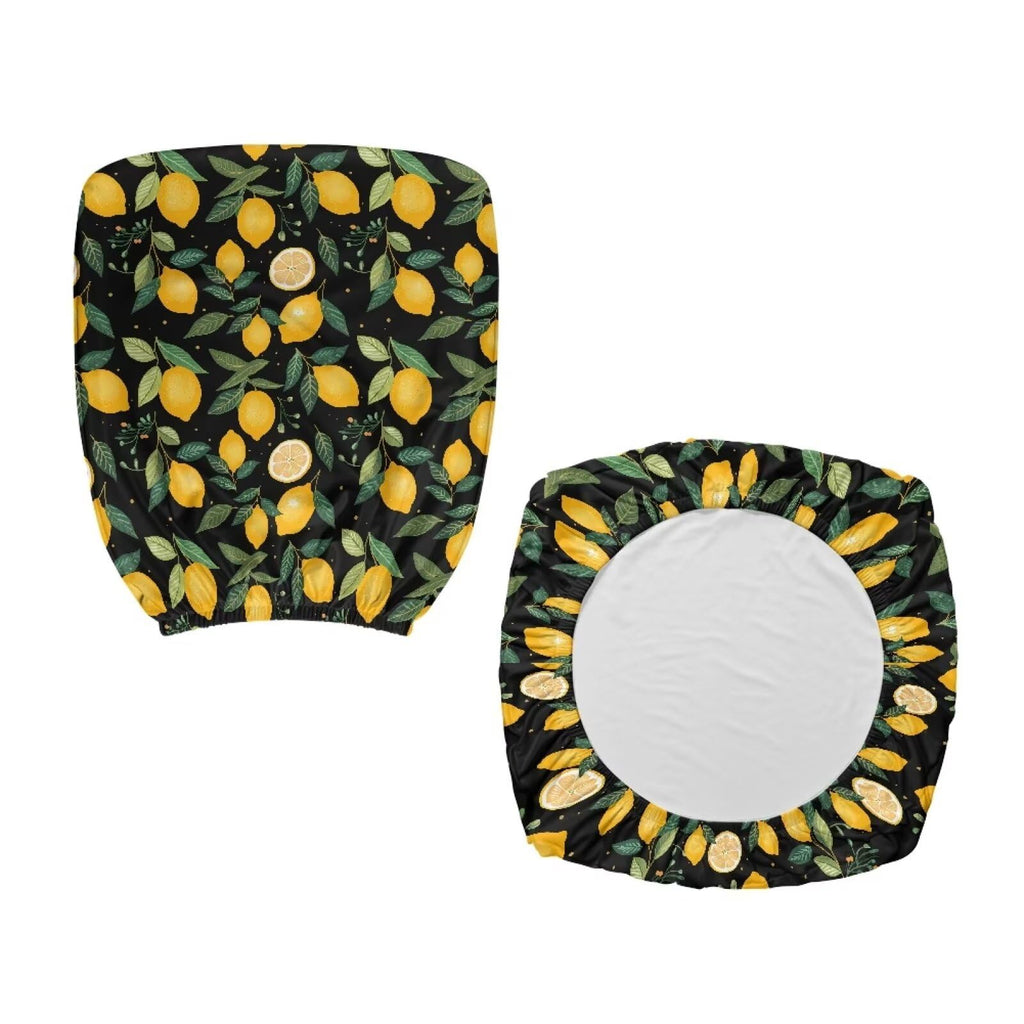 Lemon Leaf Print Office Computer Chair Covers, Split Stretchable Seat Cover Removable & Washable Rotating Chair