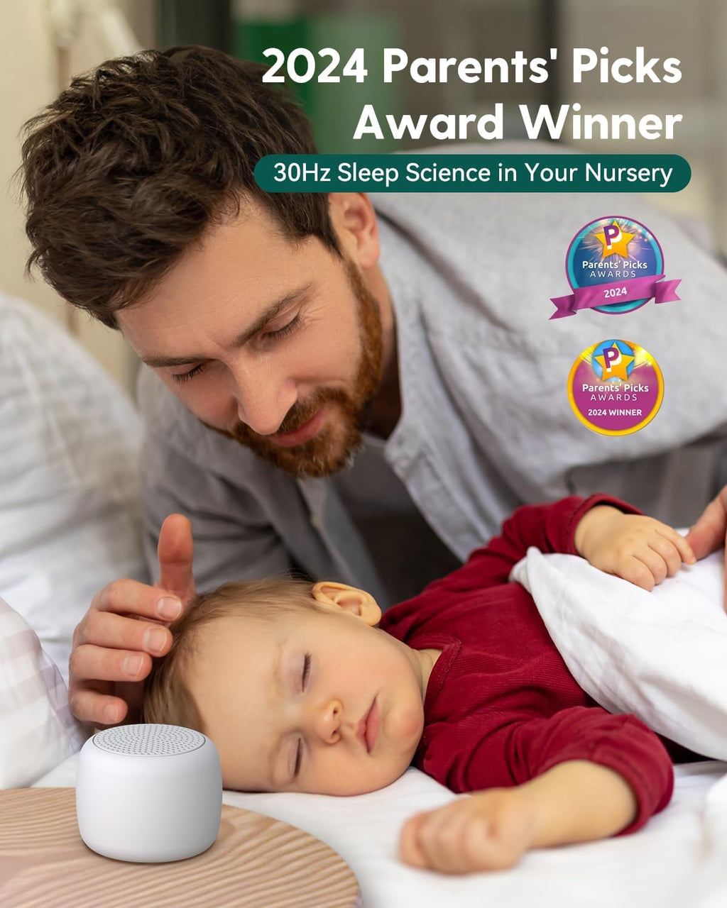 Portable White Noise Machine + Travel Case in Grey, for Adults Kids Baby