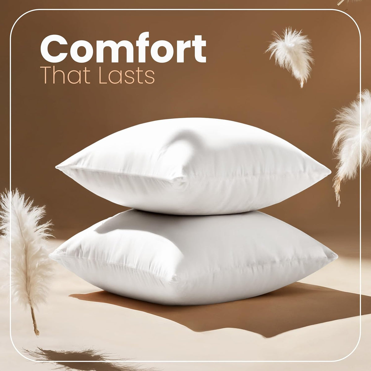 18x18 Pillow Inserts, White Throw Pillows for Couch, 2 Pack - Set of 2