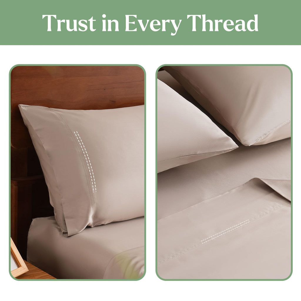 Taupe 100% Viscose Derived from Bamboo Cooling Sheet Set