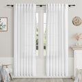 White Linen Curtains 83 Inch Length 2 Panels Set Back Tab Rod Pocket Semi Sheer Window Curtain Drapes Neutral Rustic