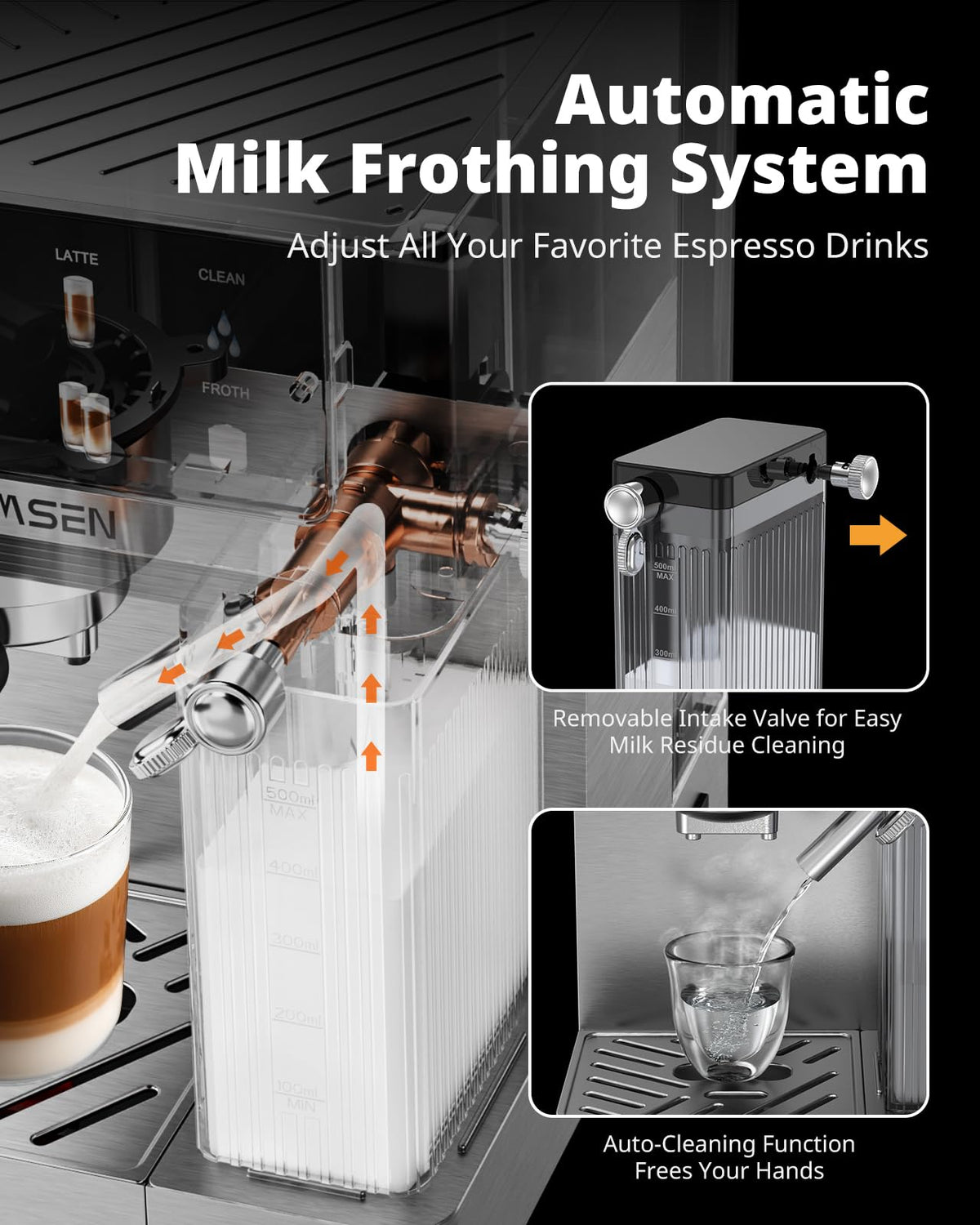 20 Bar Espresso Machine with Automatic Milk Frother, Cappuccino & Latte Coffee Maker with Quick Brew Dual Boiler