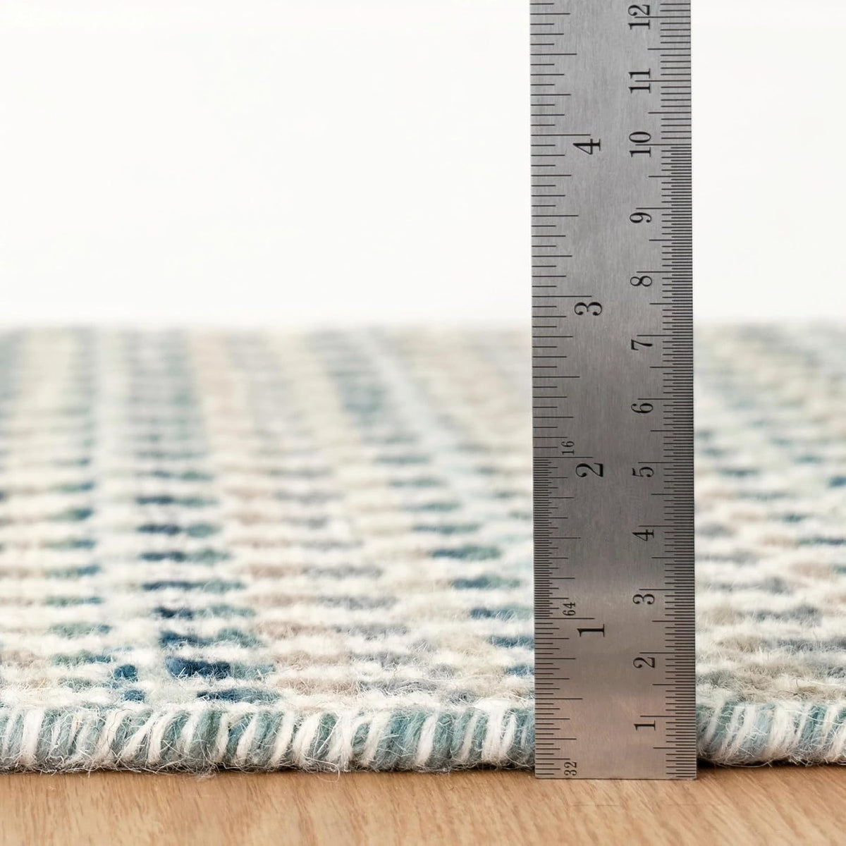 Poppy Blue Geometric Handwoven Wool Rug