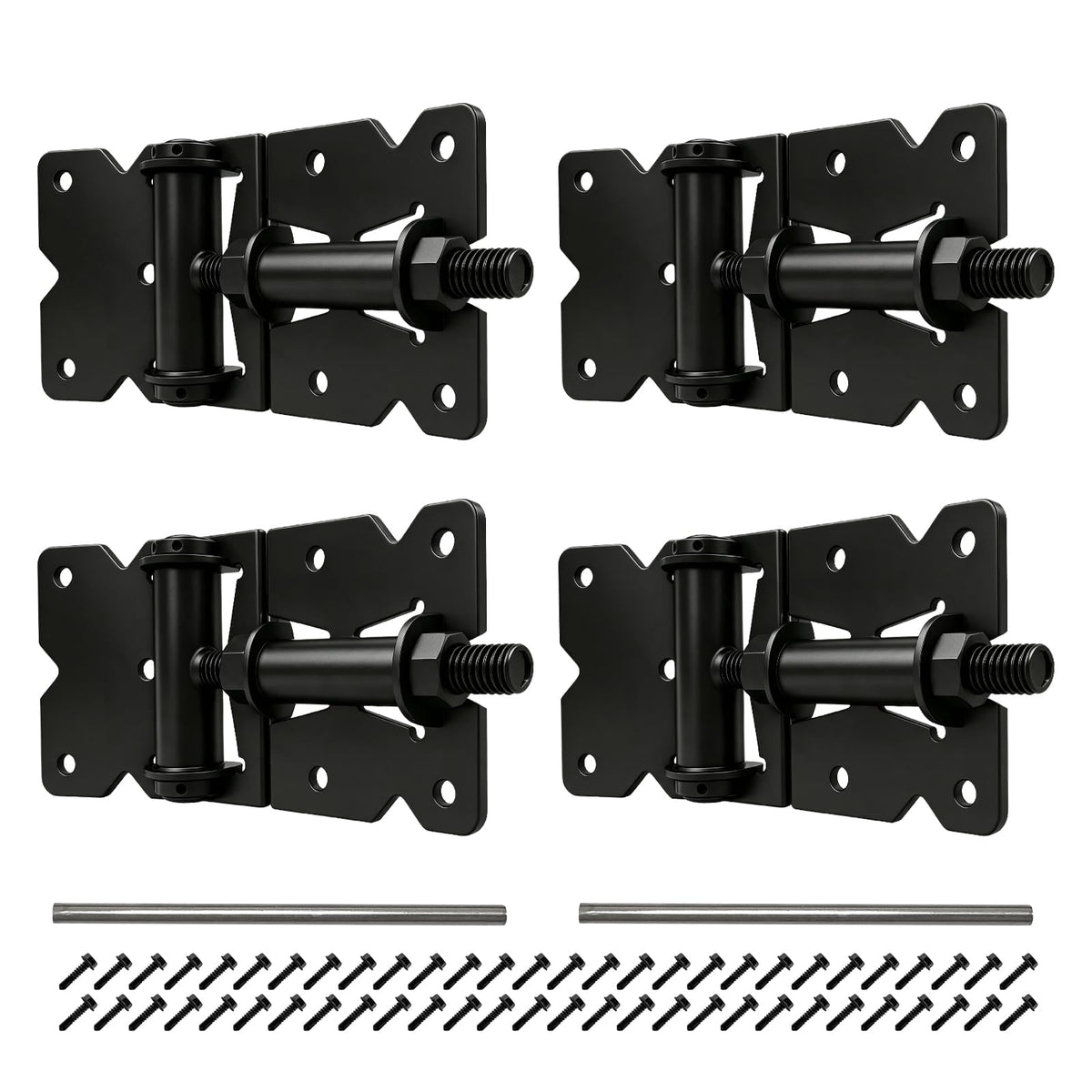 Adjustable Self-Closing Gate Hinges, Heavy Duty Vinyl Wood Fence Gate Hinges, Self Close Gate Hardware Kit for Wooden