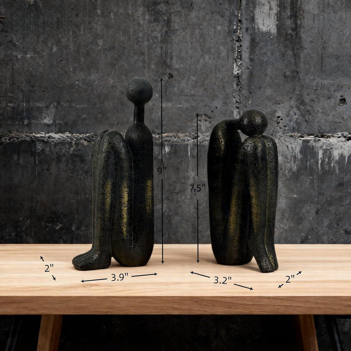 Abstract Thinker Bookends Set - Modern Resin Sculptures | Home & Office Decor, Durable Artistic Book Supports in Two