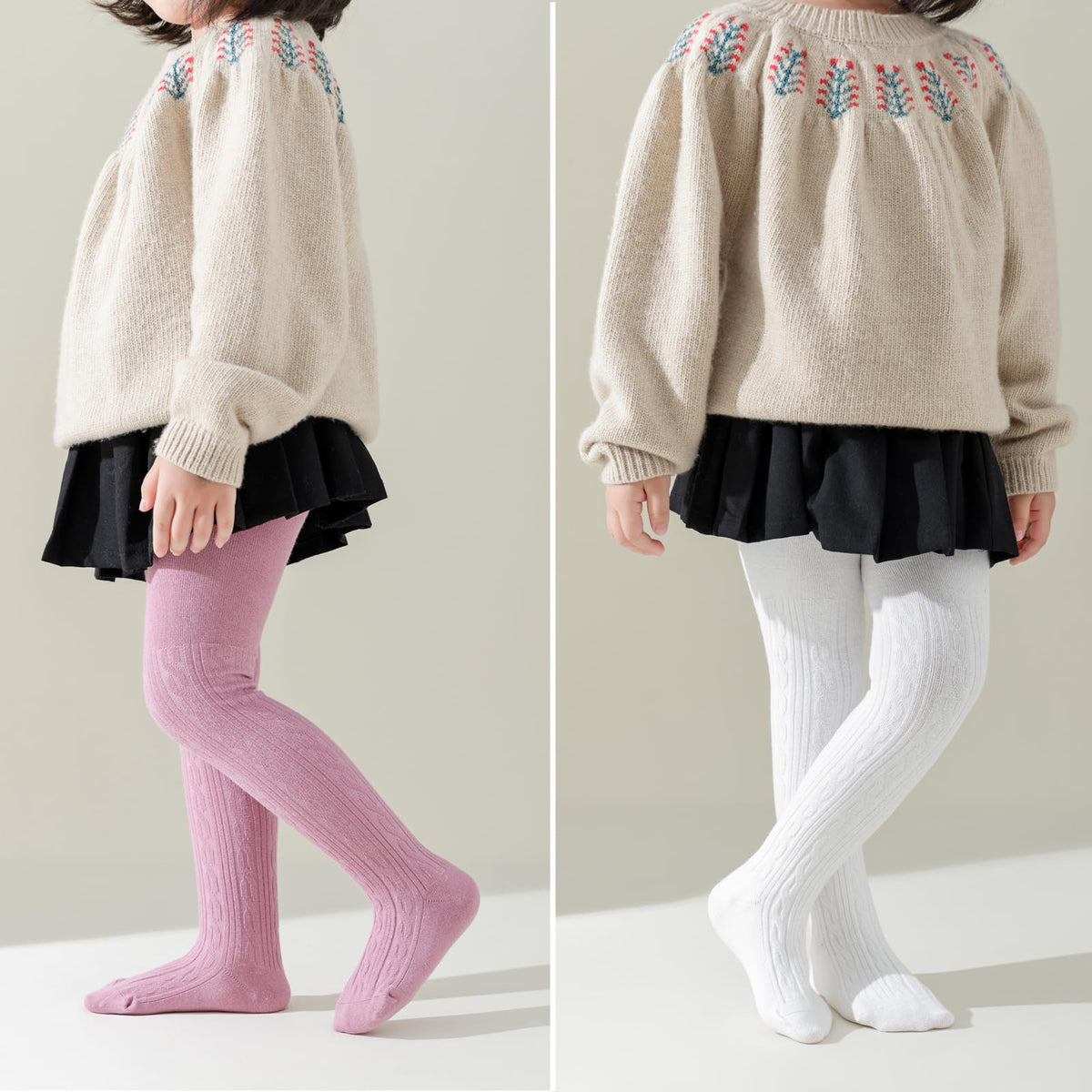 Toddler Tights Baby Girl Seamless Cable Knit Leggings Thick Solid Cotton Stockings Footed Pants Dress Tights Clothes
