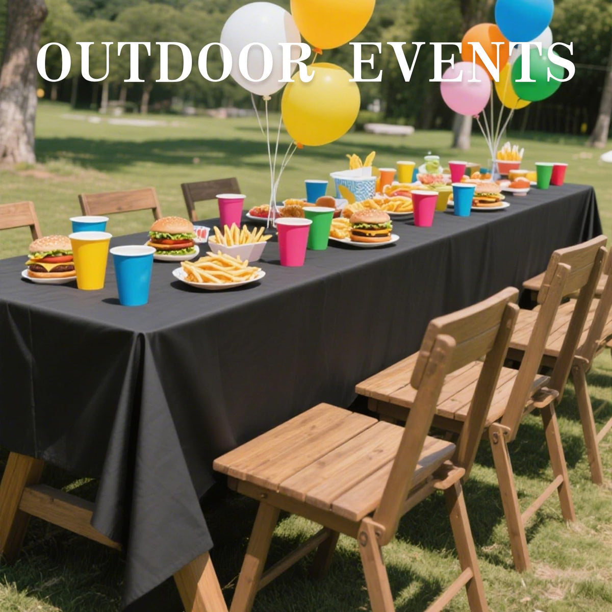 10 Pack Black Table Cloth Rectangle 60X102 Inch Fit 6FT Table