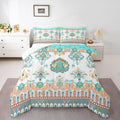 Exotic Duvet Insert Bohemian Flower Bedding Set King for Girls Women, Tribe Aztec Exotic Paisley Comforter Set Rustic