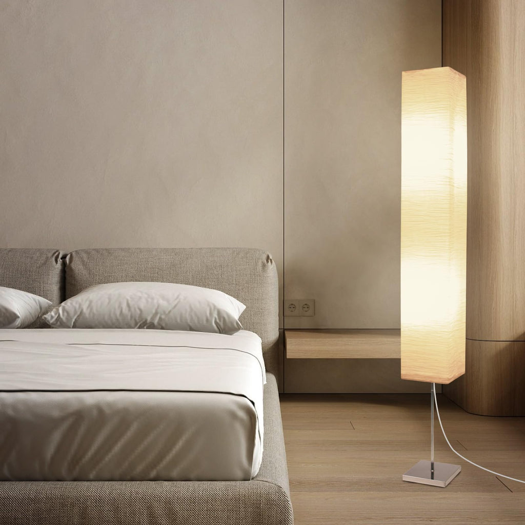 Inspired Noguchi Style Paper Floor Lamp, Japanese Floor Lamp with Rice Paper Lamp Shade, Corner Paper Lantern Floor Lamp Whit No Bulb