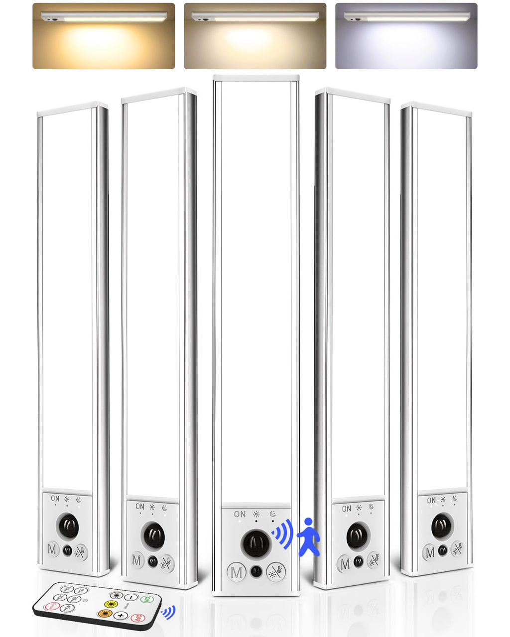 10inch Under Cabinet Lighting, 2400mAh Rechargeable Motion Sensor Light, Magnetic Closet Lights with Dimmable