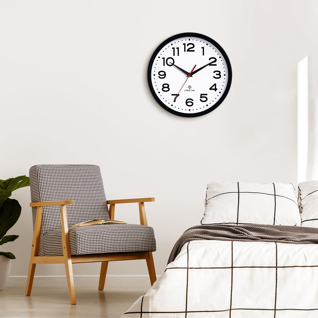 Inspired Nelson Style 14 Inch Atomic Wall Clock, Battery Operated Silent Non Ticking