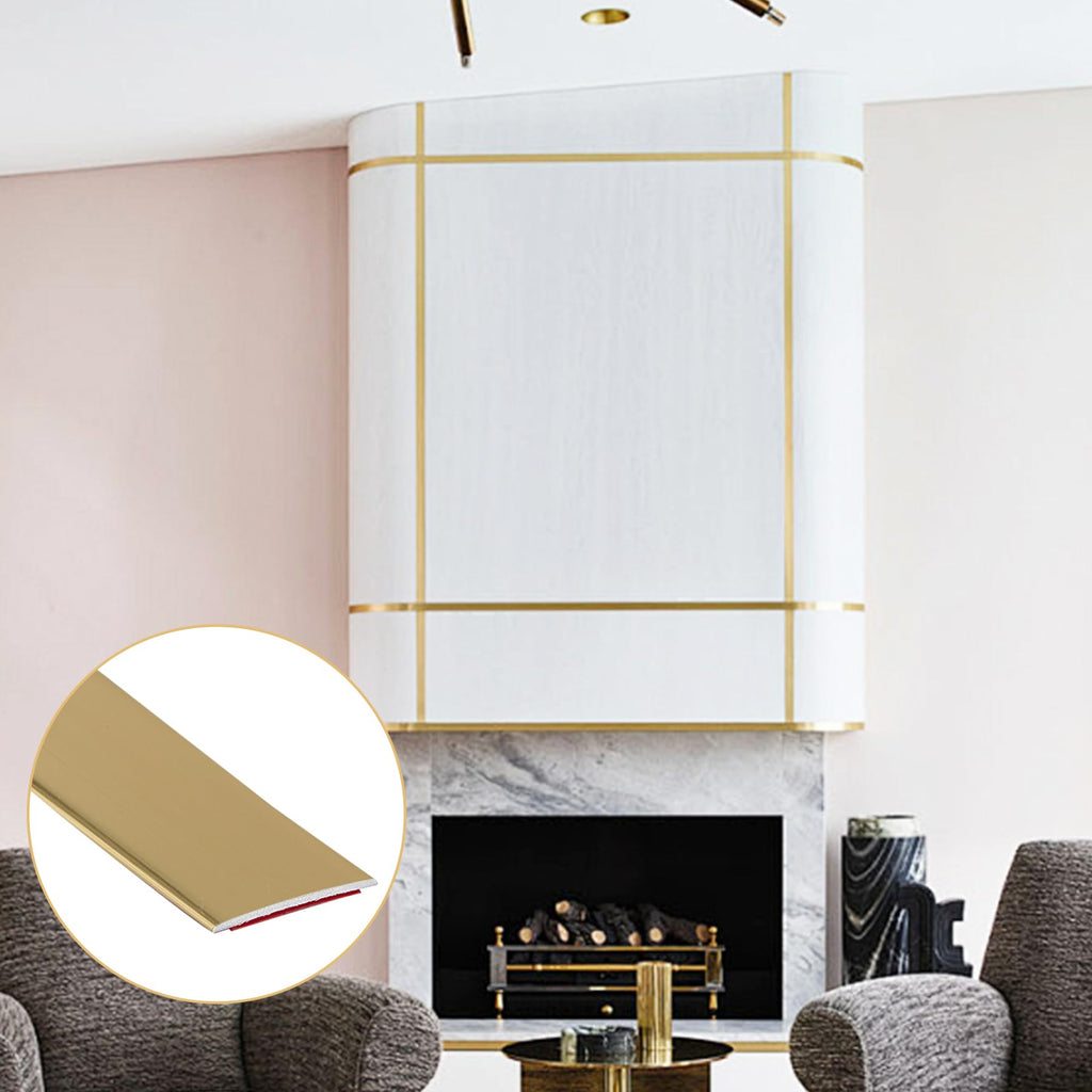 Matte Gold Finish Molding Trim, 196.8" L x 1.2" W Peel and Stick Decoration Strip for Ceiling, Wall, Tile Edge