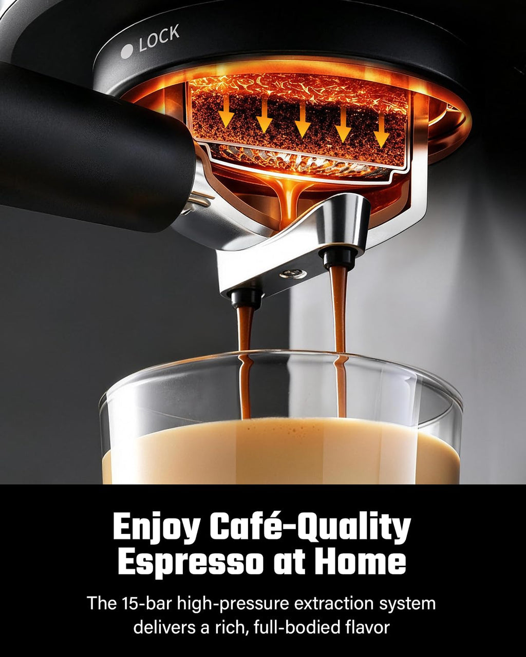 Espresso Machine with Milk Frother, for Cappuccino and Latte