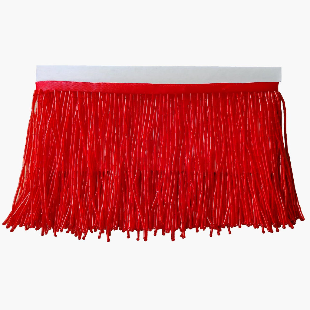 Beaded Fringe Trim,Ribbon Tassel Fringe Trim 4 Inch Wide 2 Yards Long for Crafts DIY Dress Clothes Decoration (Red)