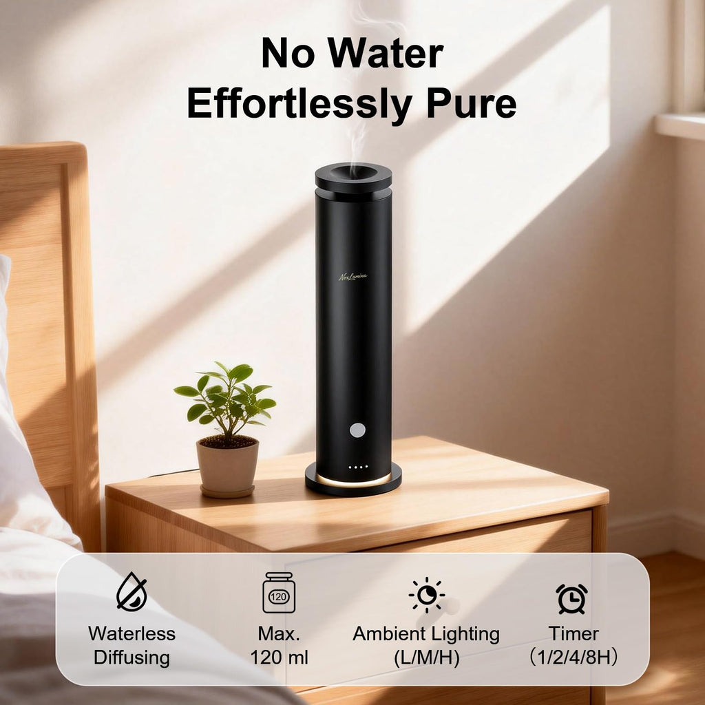 Waterless Diffuser Pro with 5 Scent Oils, Luxury Hotel-Class Essential Oil Diffuser Aromatherapy Machine with 1500 Sq