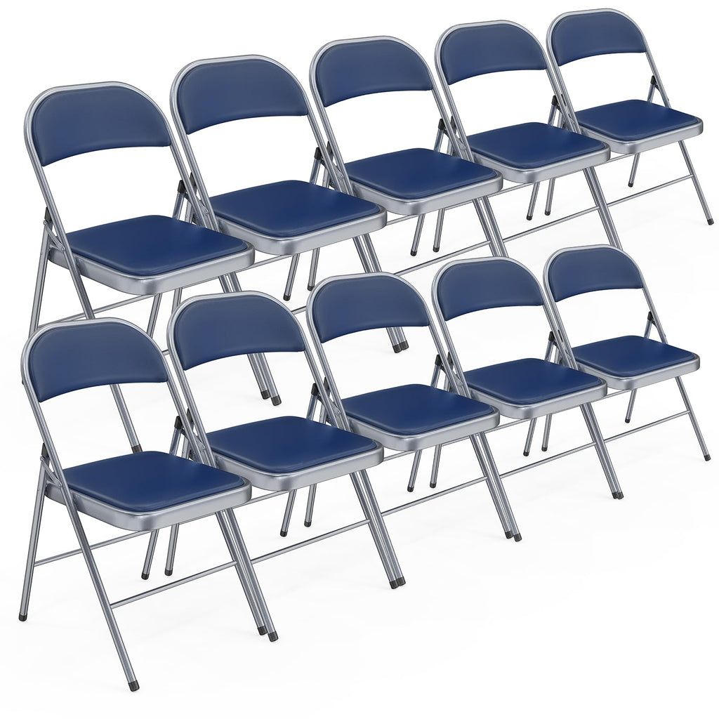 Folding Chair with Comfortable Padded Cushion and Back, Portable Folding Chairs for Outside, Office Events, Weddings