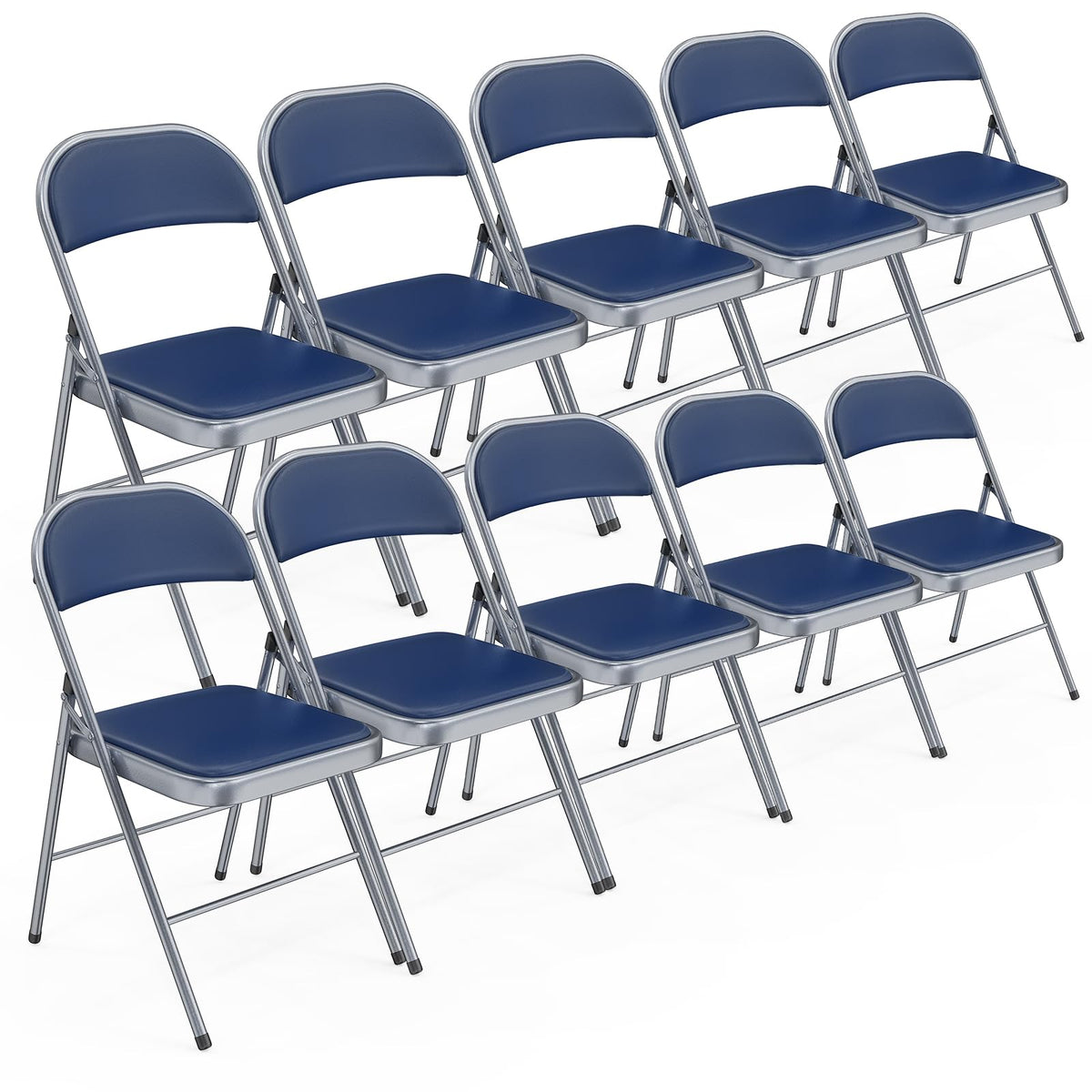 Folding Chair with Comfortable Padded Cushion and Back, Portable Folding Chairs for Outside, Office Events, Weddings